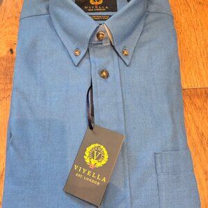 Men's new Long sleeve Imperial blue Viyella shirt  size small